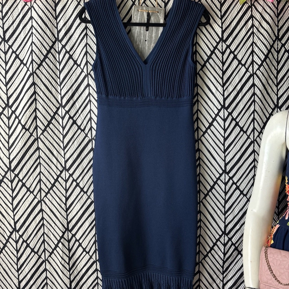 Elegant Navy Blue Sleeveless Dress